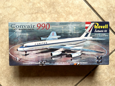 Revell style fantasy box Convair 990 in United Airlines  Boxart treasure!