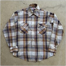 1970s Vtg Levis Western White Tab Plaid sz LARGE Shirt USA Long Sleeve 70s