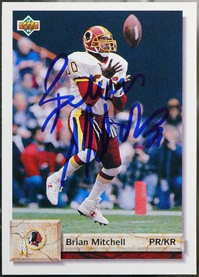 1992 Upper Deck IP Autograph #290 Brian Mitchell Football NM