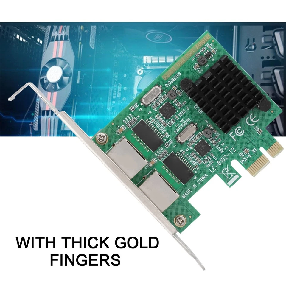 ㄧ10/100/1000Mbps RJ-45*2 Dual Port PCI-Ex1 GigabiT Network Card For 8102-T2 - Image 2 of 4