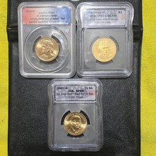 Bundle of 3, Proof $1 Certified Presidential  Dollar  2007 Tj, 09 Jt, and 2011Aj