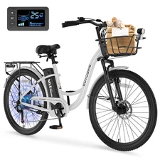 H&ZT Electric Bike for Adult 36V Peak 700W Cruiser Ebike with 36V 10.4Ah Battery