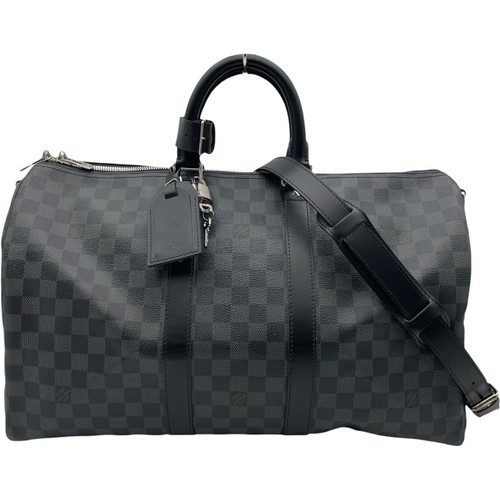 LOUIS VUITTON Keepall Bandoulière 45 Black Damier Bag N41418 #OKB2396