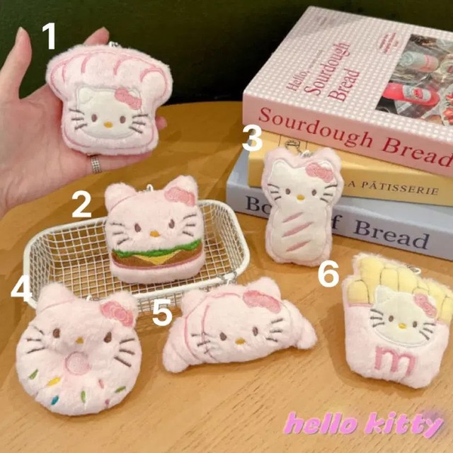 Hello Kitty Keyring Assorted Food Theme (Bread, Hamburger, Donut, Baguette)