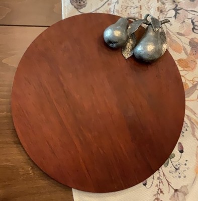 Vagabond House Wood Cheese Serving Board Tray Pewter Pears Heavy Charcuterie
