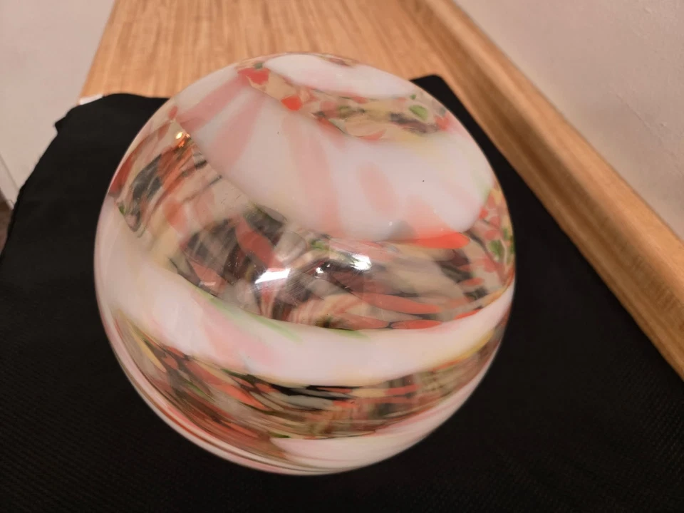 Antigo grande arandela globo de vidro arte feita à mão: efeito de cores redemoinhadas, etc... - Imagem 4 de 4