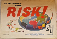 Vintage Early 60s Waddingtons Rosk Board Game World Domination Battles White Box