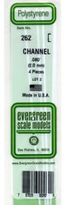Evergreen 262 Styrene 14" Channel .080" .20cm pkg 4