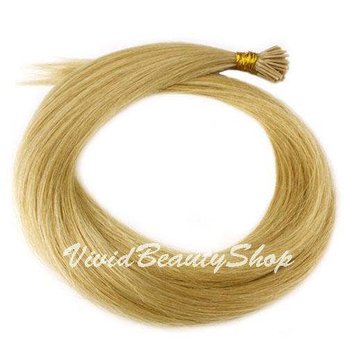 50 Stick I Pre Glue Tip Straight Remy Human Hair Extensions Light Ash Blonde #22 - Photo 1 sur 3