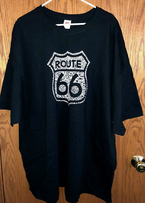 L.A. Pop Art Route 66 T-Shirt Black Short Sleeves 100% Cotton Men's Sz 4XL NWOT
