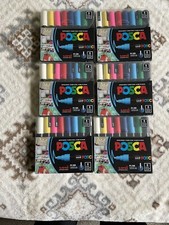 POSCA Point Markers Sets, Water Based, 8 Colors PC-5M, MediumPoint Tips Lot Of 6