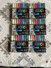POSCA Point Markers Sets, Water Based, 8 Colors PC-5M, MediumPoint Tips Lot Of 6
