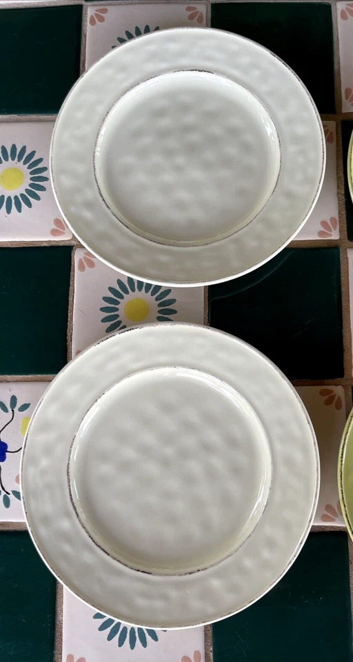 "Juego de 6 platos de ensalada Pier 1 Imports MARTILLO 8,5"" con hoyuelos 2 mango 2 salvia 2 cremas" Foto 4 de 4