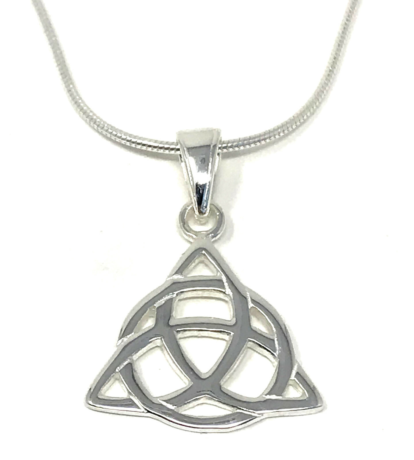 Triquetra Trinity Knot Pendant on Snake Chain - Sterling Silver