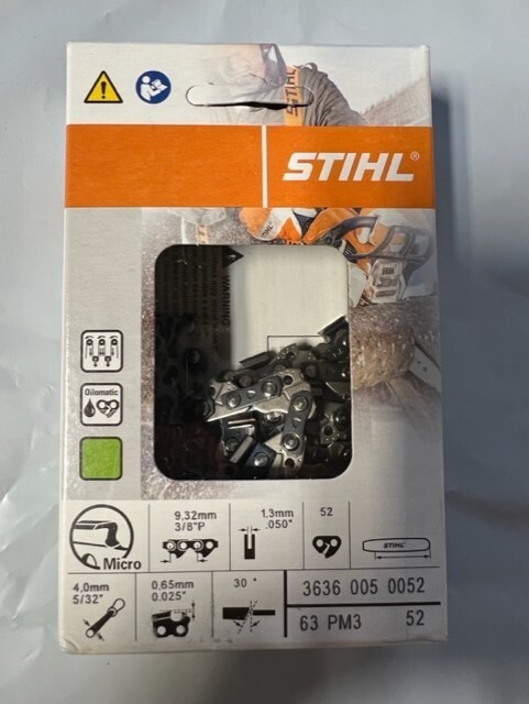 Stihl Part # 3636 005 0052 63PM3 52 Chainsaw Chain, 3/8