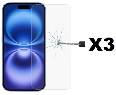 3 Pack Tempered Glass Protector, Anti Scratch, Bubble Free for iPhone 16