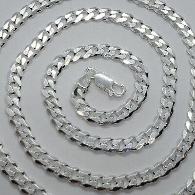 925 Sterling Silver 6mm Cuban Curb Link Chain Necklace Men Women
