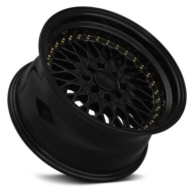 16x8 +20 XXR 536 4x100,4x114.3 Black / Gold Rivets Wheels (Set of