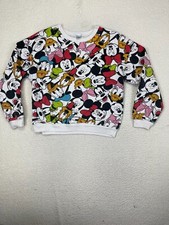 Disney Mickey Friends Sweatshirt Women's Vtg Long Sleeve Crop Pullover 3XL