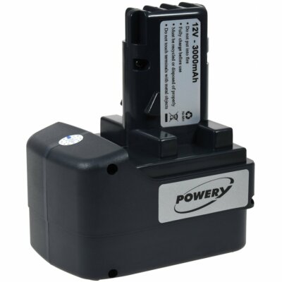 Akku für metabo Akkuschrauber BS12 Impuls NiMH 12V 3000mAh/36Wh NiMH Schwarz