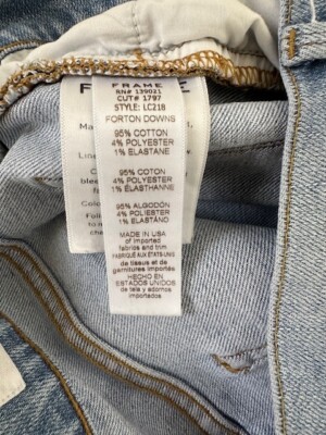 FRAME Le Cutoff Distressed Denim Shorts in Forton Downs Size 24 | eBay