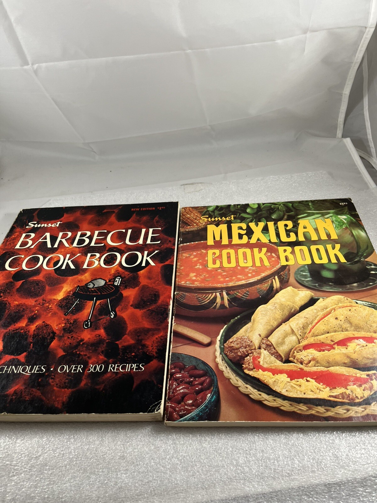 Vintage 1970s Sunset Barbecue & Mexican Cookbook Paperback Lot of 2