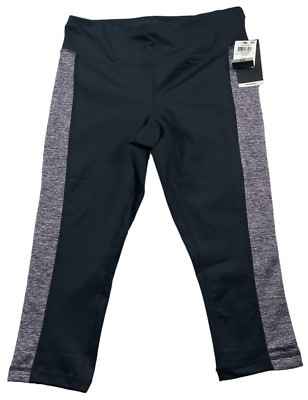Ideology Workout Pants Womens size Small Petite Black Purple Crop Pull on New