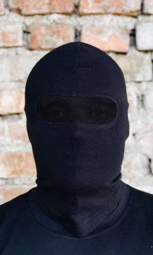 Sturmhaube mit Netz vor Augen in schwarz Hooligans Ultras Maske Balaclava Beanie - Bild 3 von 6