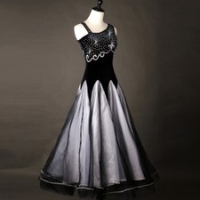 NUOVO abito lungo latino ballo sala da ballo moderno valzer salsa standard #F314