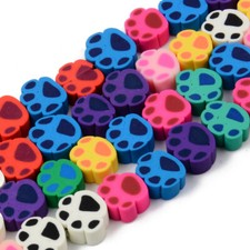 10 Polymer Clay Paw Beads Assorted Lot Dog Paw Print Jewelry 10mm Supplies