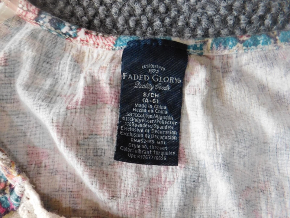 Blusa para mujer Faded Glory pequeña roja elástica jersey top clásico Foto 4 de 4