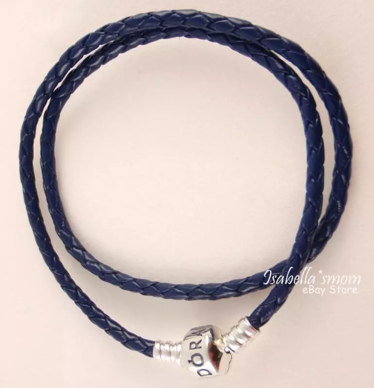 Navy blue shop leather bracelet