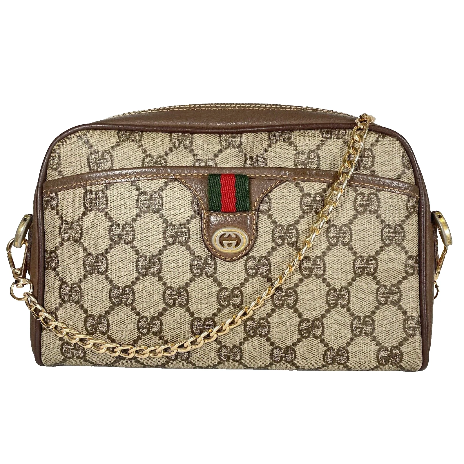 Sac à bandoulière vintage GUCCI Sherry Line sac à main bandoulière PVC cuir suprême authentique
