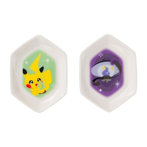 Pokemon Center Original SHINKA NO ISHI Small plate 2 pcs Pikachu & Lampent