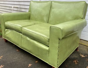 Vintage Mid Century Modern lime Green Sofa Settee Milo Baughman Style 60's