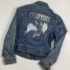 Vtg 1970s Lee Denim Jacket Sz Xs Distressed Led Zeppelin Trucker Blue Jean Usa
