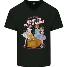 Play a Game Kids Grim Reaper Ouija Board Mens V-Neck Cotton T-Shirt