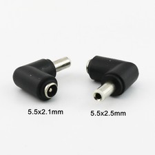 10x DC 5.5x2.1mm Female To 5.5mmx 2.5mm Male Right Angle Power Adapter Connector