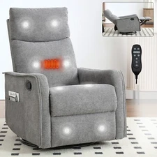 Massage Heat Manual Swivel Rocker Recliner Chair Nursery Glider Rocking Chair
