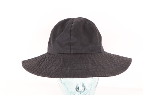 Vtg 90s Streetwear Distressed Tie Back Bucket Boonie Hat Cap Black Cotton Womens - Picture 2 of 7