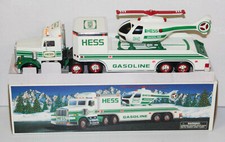 Hess Gasoline Vehicle - 1995 Gasoline Semi Truck w/ Helicopter Christmas w/ Box
