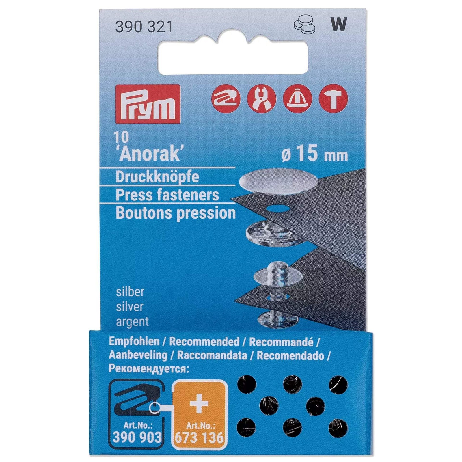 Prym 15 mm Refill Packs, Pack of 10, Silver - Image 2