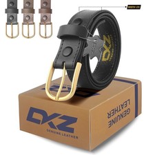 Leather Belt 100% Genuine Black/Brown 30”–72” Waist Sizes (BKL 3GLD .125)