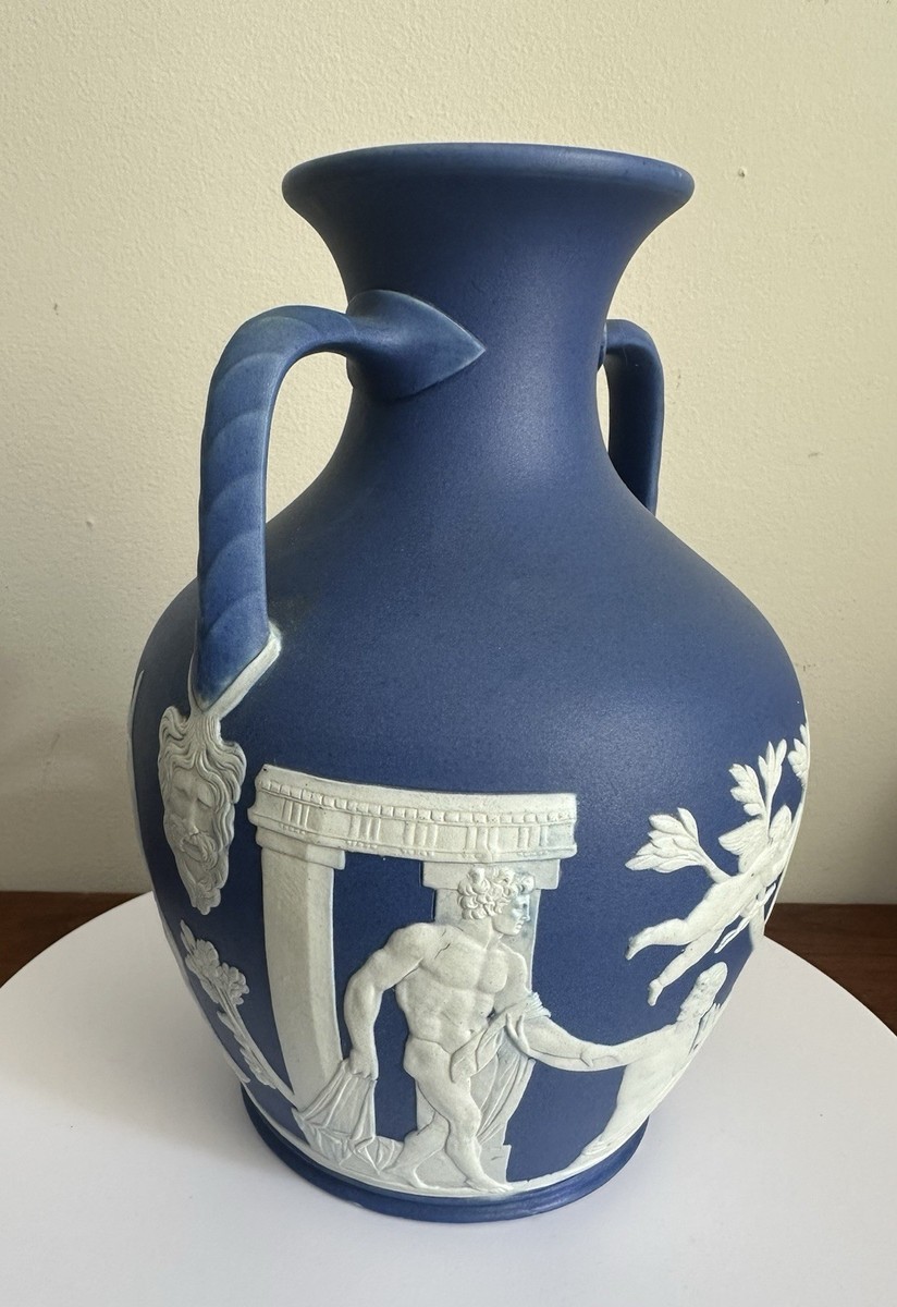 Rare 19th Century Wedgwood Jasper Dark Blue Portland Vase Height