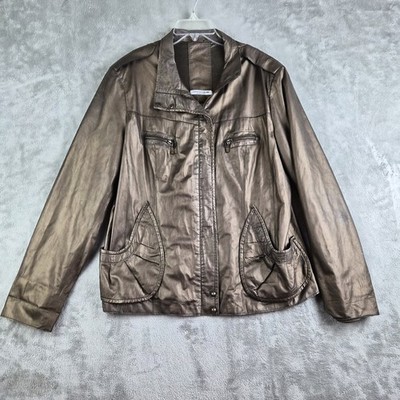Roberto Cavalli Jacket Womens 50 Metallic Bronze Genuine Lamb Leather Made Italy