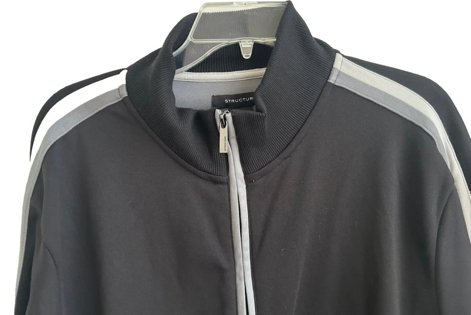 复古 Structure Track 夹克 XL 黑色 Y2K 90 年代条纹朋克街头服饰休闲 — 第 3/4 张图片