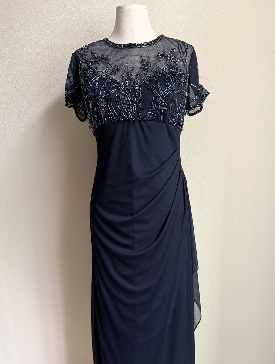 blue dress for baby girl Xscape Satin Ruffle Dress 6251X main image 1