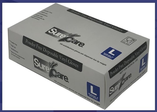VINILE BLU senza polvere SureCare® 4 taglie - uso generale NON PER USO MEDICO