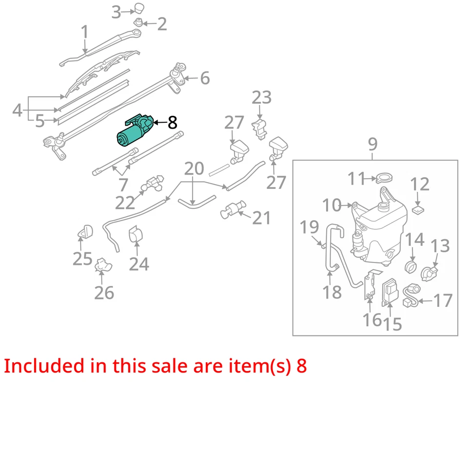2007 Mazda RX-8 Front Windshield Wiper Motor OEM 116K Miles - LKQ339479282 - Image 4 of 4