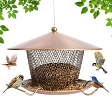 Metal Mesh Bird Feeder for Outdoors Hanging, Brushed Copper Bird Feeders for Car